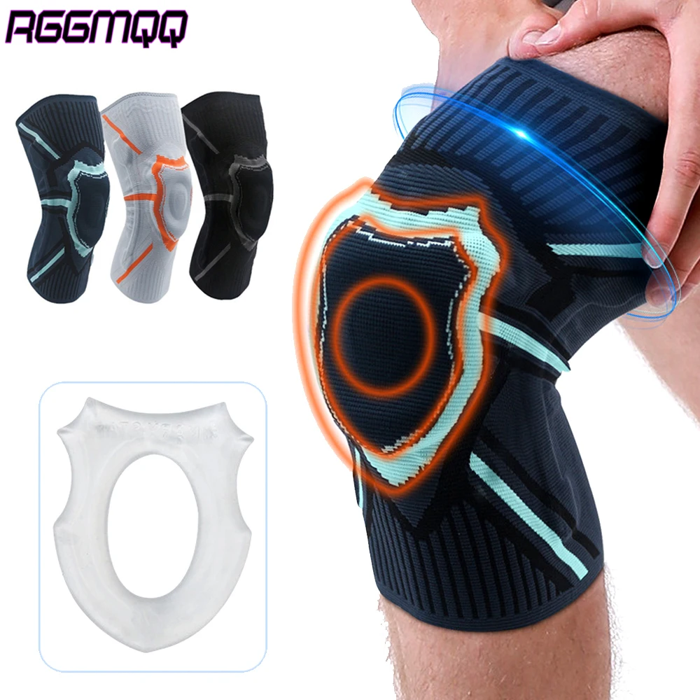 1 Stück professionelle Kniebandage zur Schmerzlinderung, Kniestütze mit Patella-Gel-Pad und Seitenstabilisatoren, für Meniskusriss, Arthritis Image