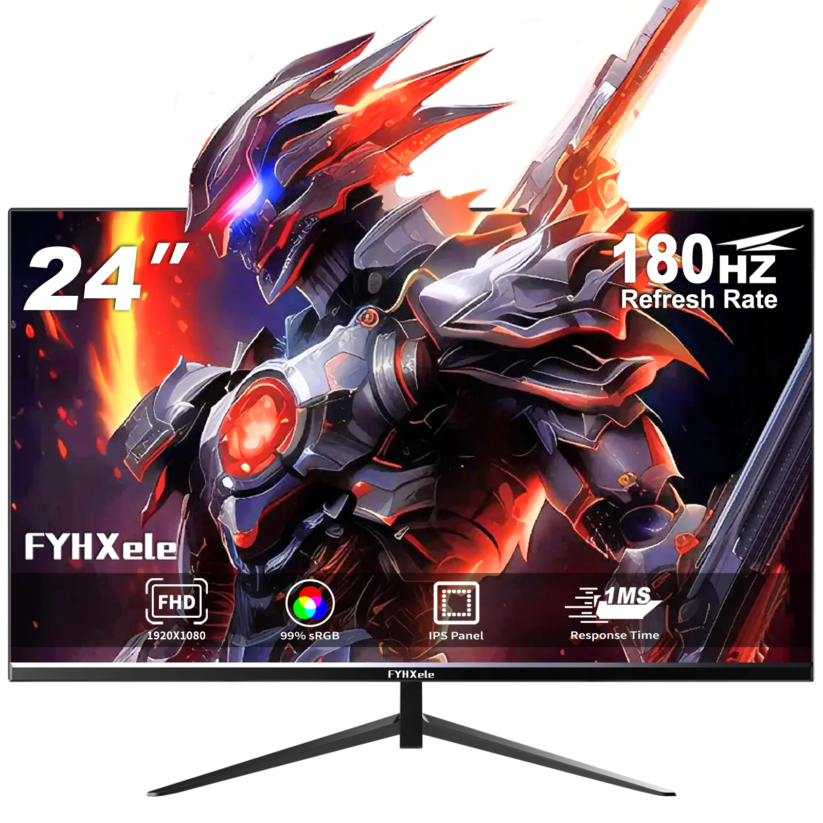 FYHXele 24 Zoll 180 Hz Gaming-Monitor 1K FHD Computer-Display 1 ms Reaktionszeit Augenpflege-Bildschirm LCD-Unterstützung HDR G-Sync VESA