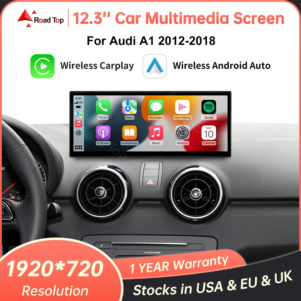 RoadTop Auto Multimedia Display Für Audi A1 2012-2018 12,3'' Linux Bildschirm Mit Drahtlose Carplay Android Auto Mirrorlink Funktionen Image