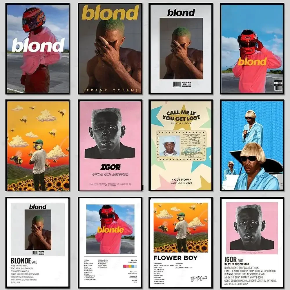 Tyler The Creator Frank Ocean Blonde Poster Hip Hop Rapper Sänger Star Band Musik Cover Wandkunst Leinwandgemälde für Café Zuhause