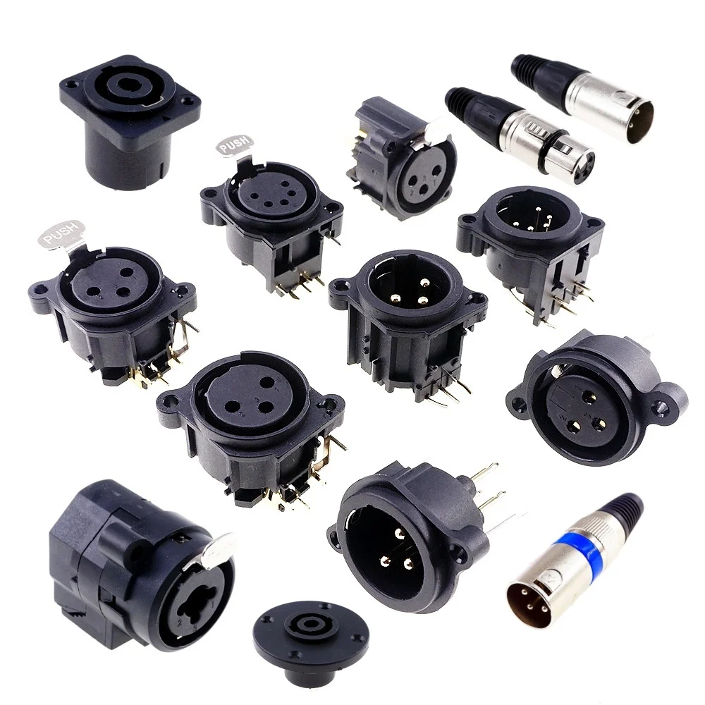 2 Stücke Männlich 3 5 Pole Weiblich Vertikalstecker PCB Mount Seitlich Rechts Audio XLR Stecker Buchse Durch Löcher Bord Solder Image