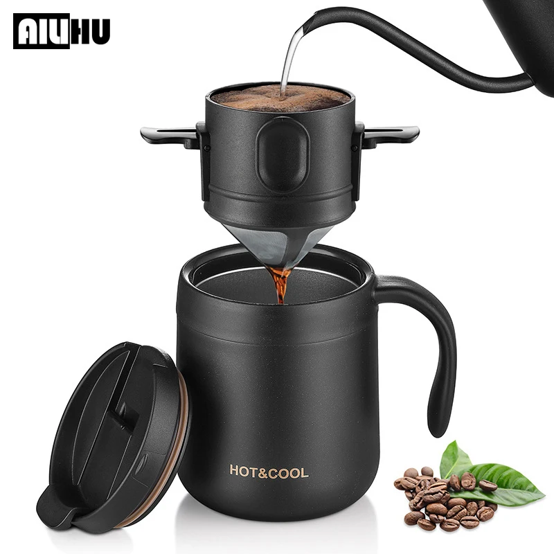 Tragbarer Kaffeefilter aus Edelstahl 304, Tropfkaffee-Teehalter, wiederverwendbarer Becher, Kaffeetropfer, Teetasse-Set, Kaffeekanne, Coffeeware Image