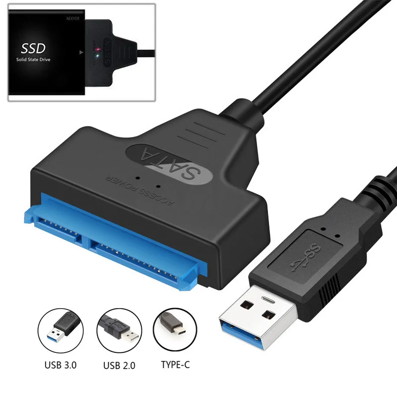 SATA-auf-USB 3.0/Typ-C-Kabel bis zu 6 Gbit/s für 2,5-Zoll-externe HDD SSD-Festplatte 22-poliges SATA III-Kabel USB3.0 auf Sata III-Kabel Image