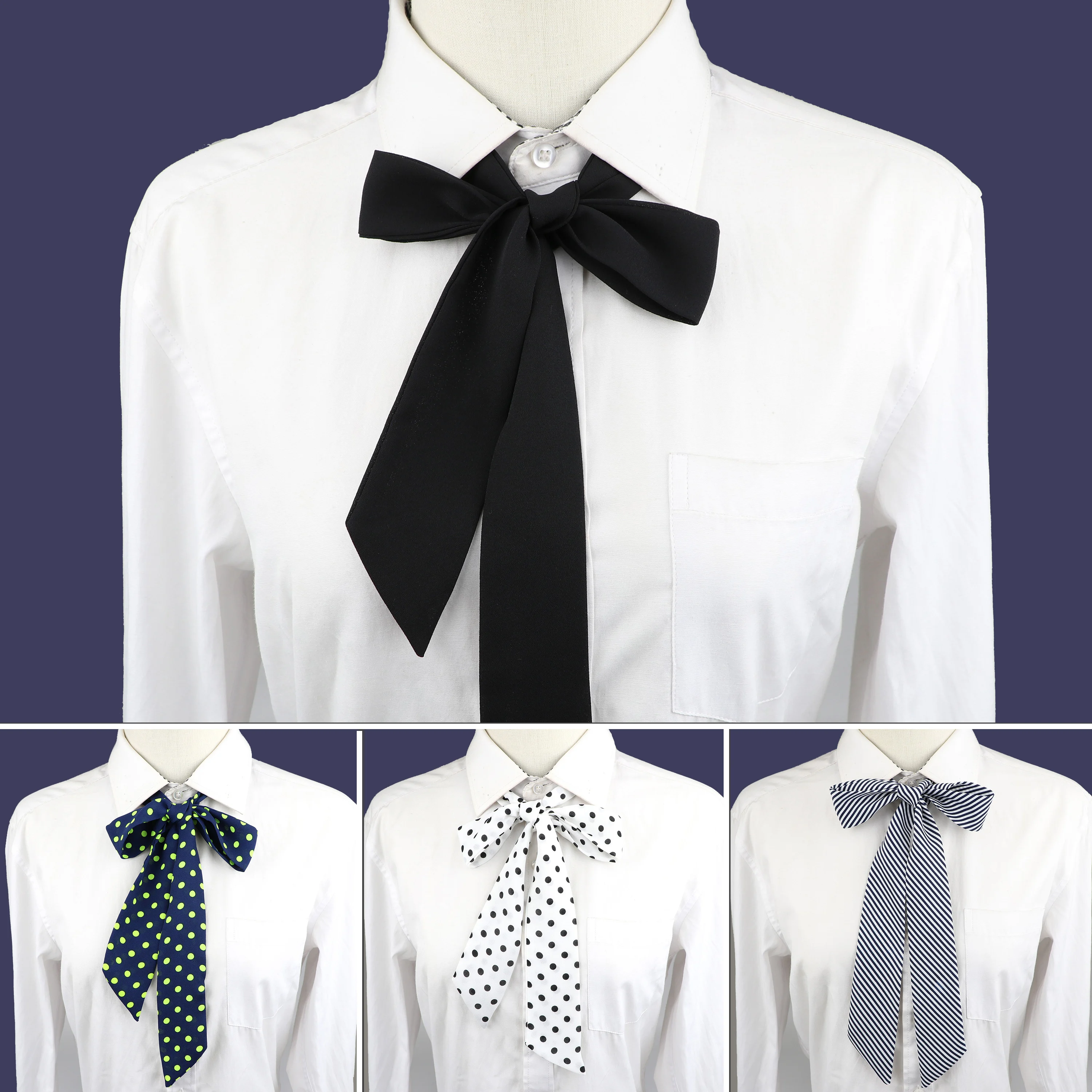 Chic DIY Chiffon Bänder Bowtie Für Damen Mädchen Schule Hochzeit Einfarbig Dot Geschmeidig Schwarz Rot Rosa Bowknot Hemd Zubehör