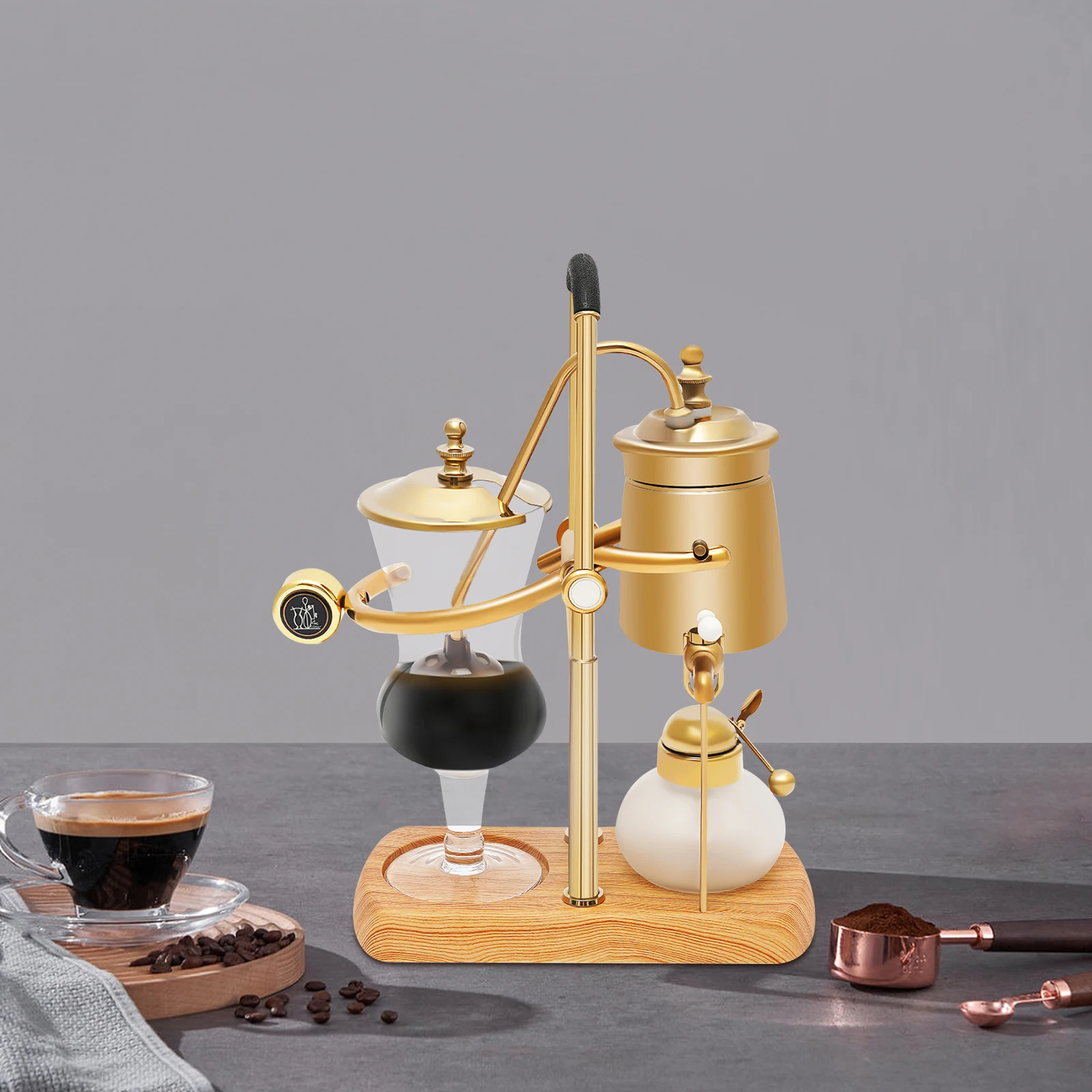Manuelle Balance Siphon Kaffeemaschine Vintage Kaffeemaschine Schwerkraft Kaffeemaschine Golden Siphon Kaffeemaschine 400 ml Fassungsvermögen Image