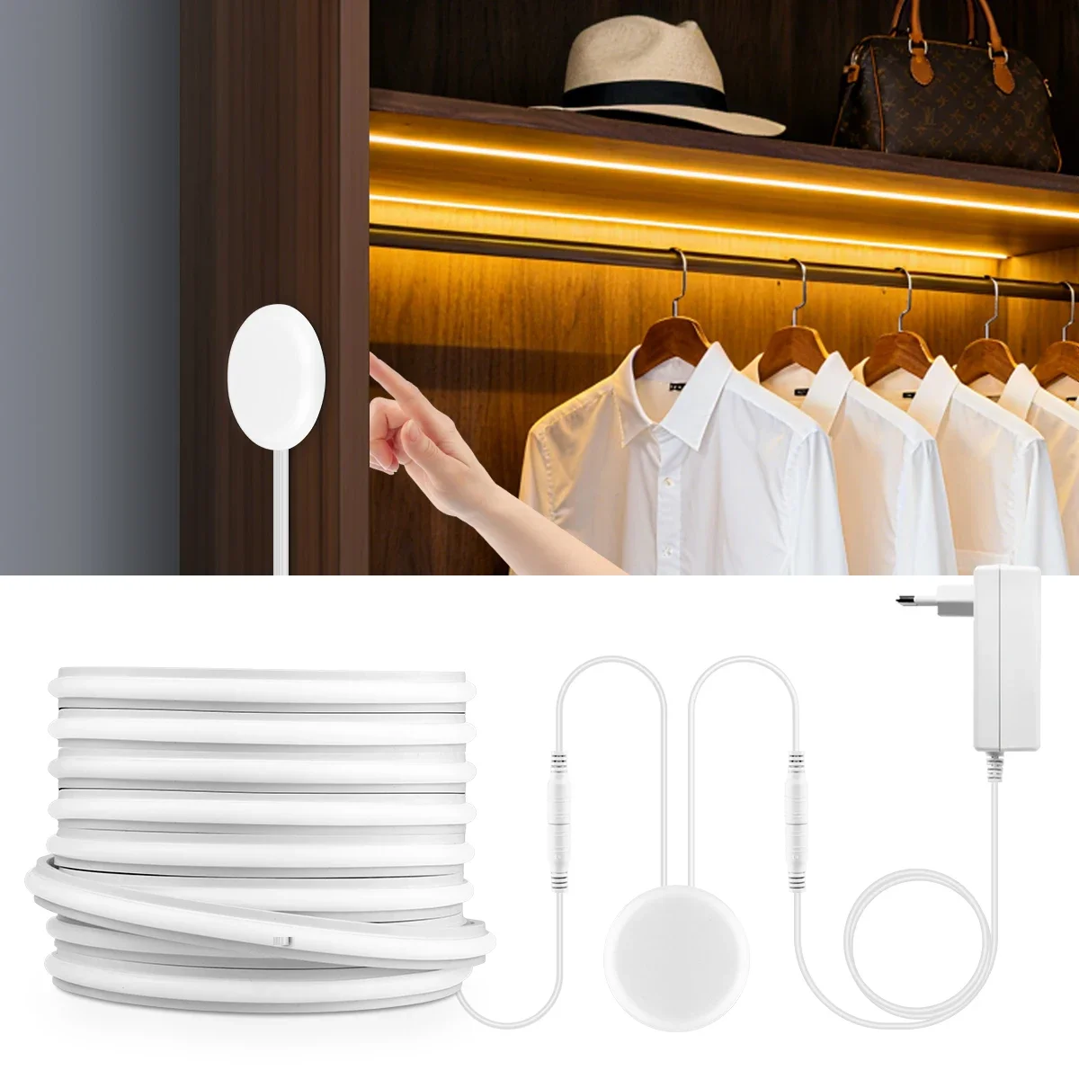 24 V solide COB Neon LED Schrank Streifen Licht reine Silikon Gel Rohr mit dimmbarem Touch & Hand Sweep Sensor 25 mm Board durchdringbar Image
