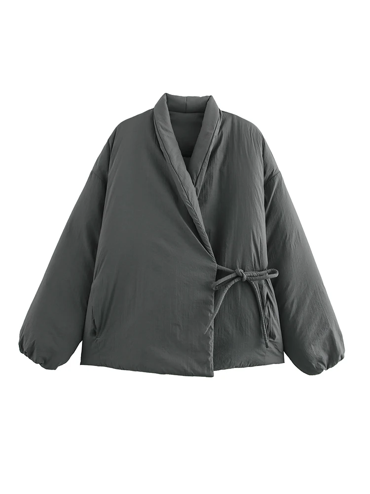 Vintage Damen-Kimono-Stil, doppelte Knopfleiste, modischer Baumwollanzug, 2024, Herbst und Winter, neue Damen-beiläufige lose Schnürjacke Image