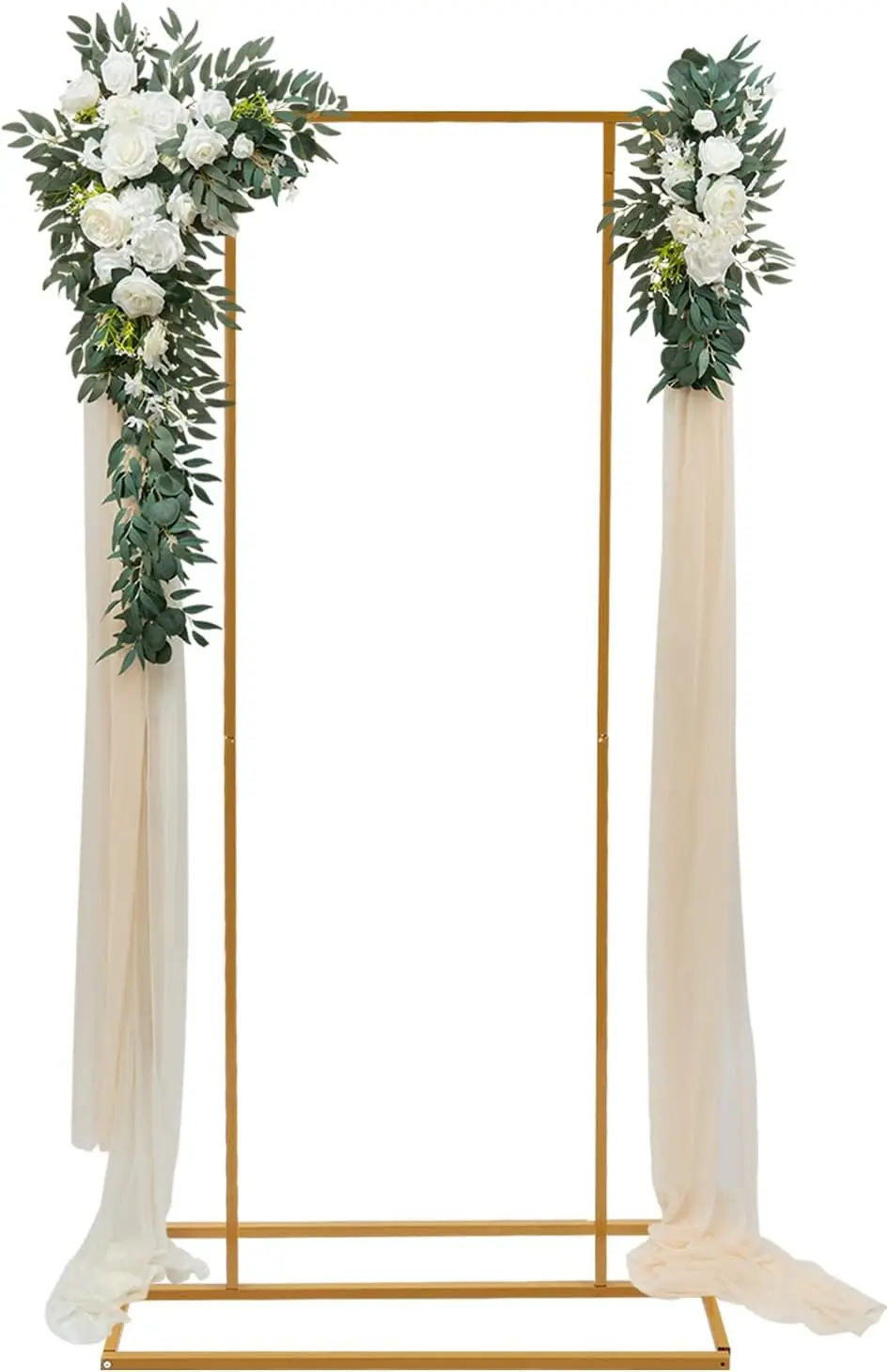 Hochzeitsbogenständer, 6,6 x 4,9 Fuß, Metall-Ballon-Hintergrundständer mit Sockeln, quadratischer Gartenbogen aus Metall für Zeremonienparty, Geburtstagsdekoration Image