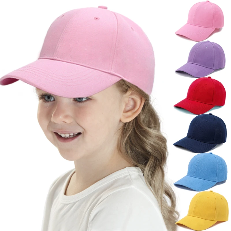 Mode Candy Farbe Kinder Baseball Kappe Sonnenschutz Junge Mädchen Hut Einstellbare Reise Kinder Baseball Kappe Baby Sommer Sonnenhut Image