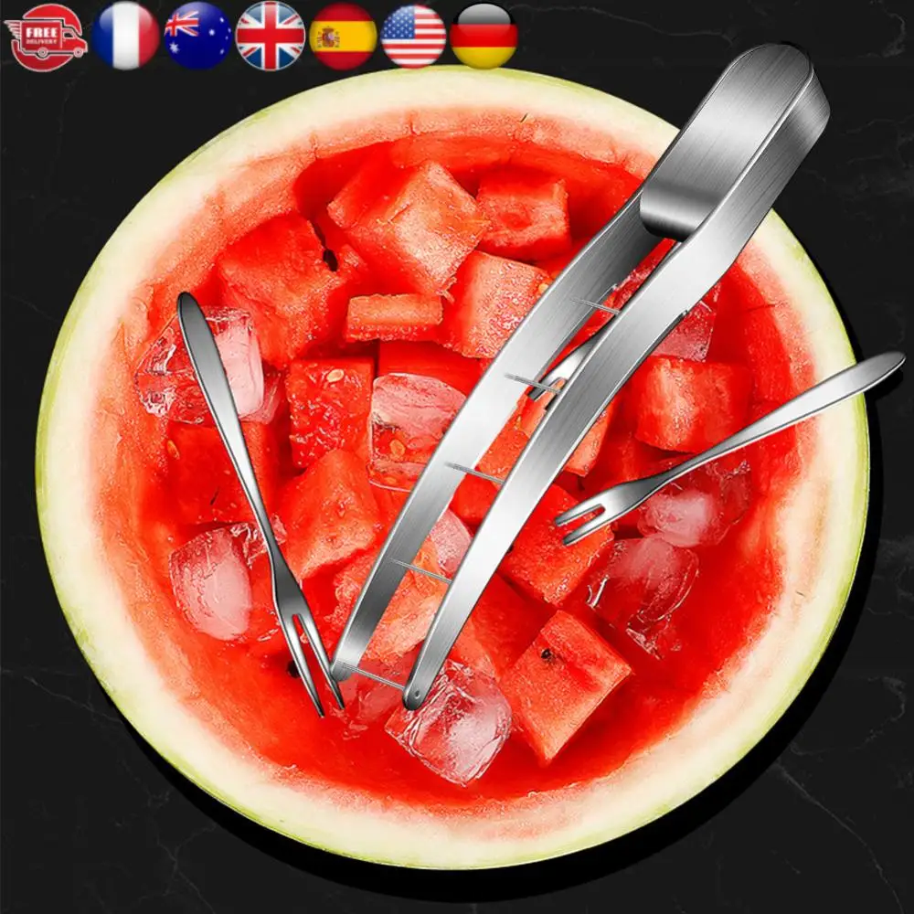Schnell sicheres Melonenmesser aus Edelstahl 304, zum Schneiden von Wassermelonen in Würfeln, Messer, Wassermelonen-Schneidewerkzeug, Küchenhelfer, nützliches Werkzeug Image