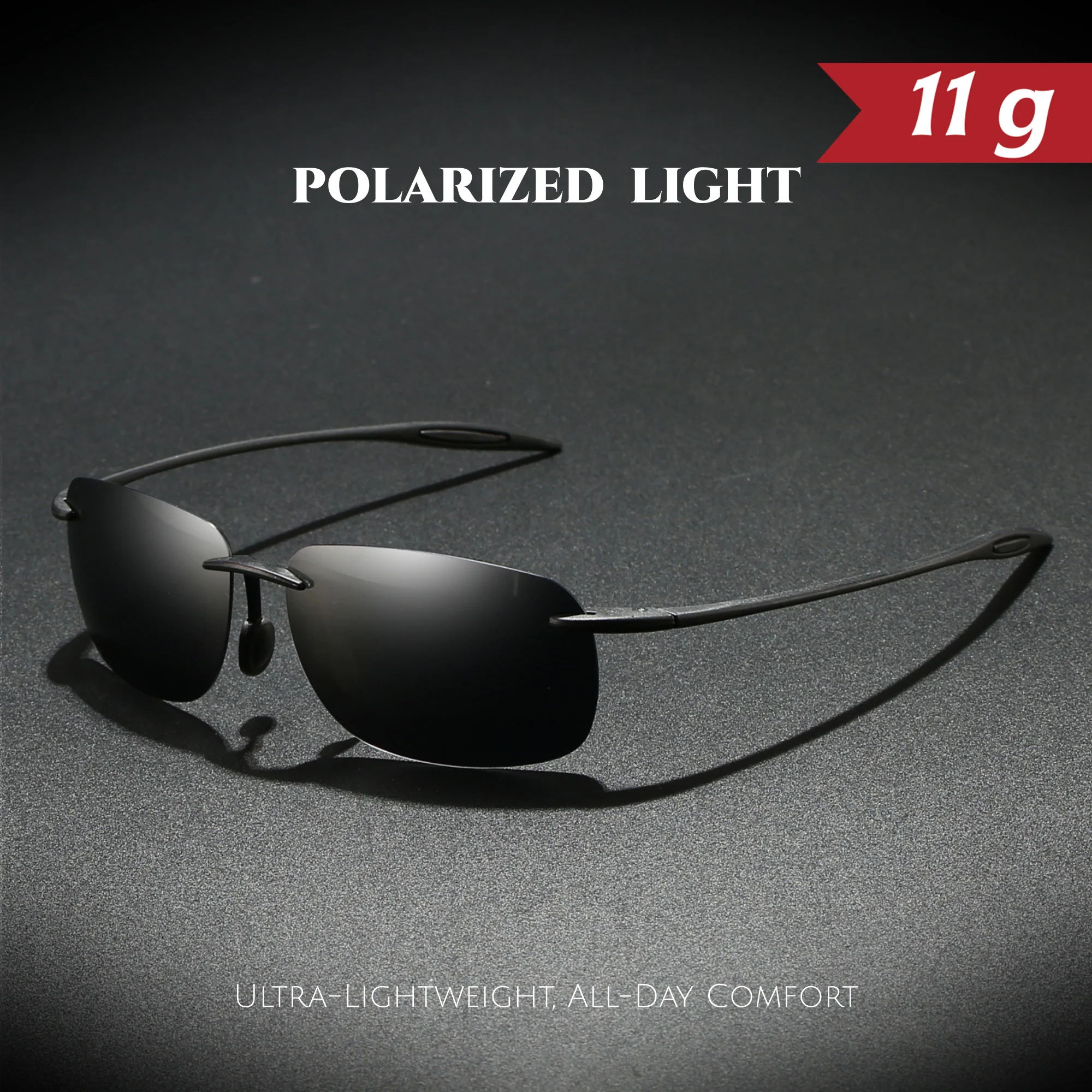 Ultraleichte 11 g TR90 rahmenlose polarisierte Piloten-Sonnenbrille – flexibel und bequeme Passform, Unisex zum Fahren, Angeln, im Freien Image