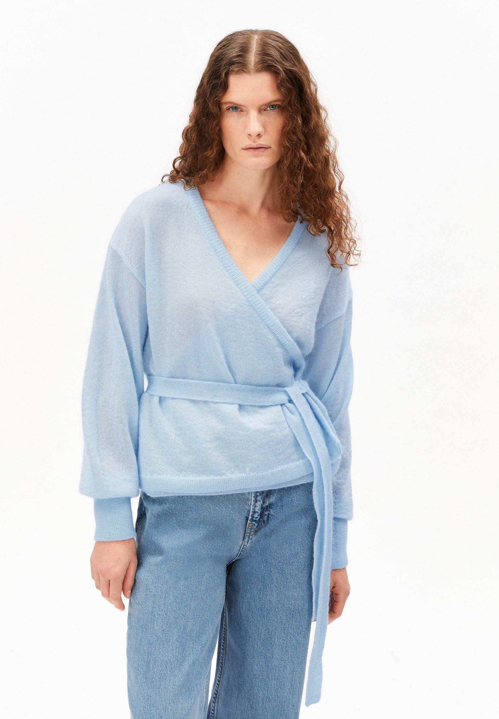 Veste en maille MÉLANGE DE MOHAIR VESTE EN MAILLE | bleu (XS)