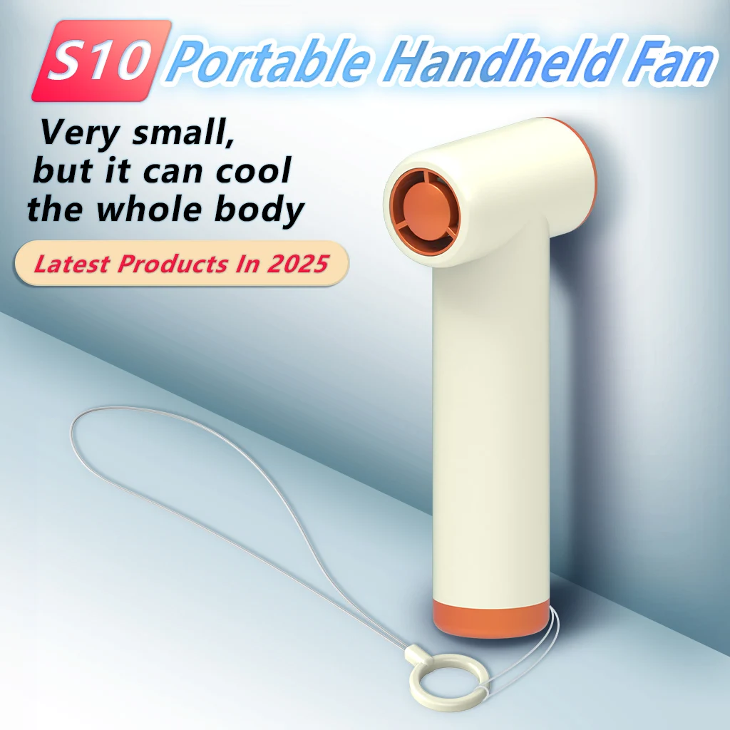 Tragbarer Mini-Handventilator, 110000 U/min, Turbo, hohe Geschwindigkeit, 4 Geschwindigkeiten, verstellbar, USB-C-Aufladung, für Reisekonzerte, Geschenke Image