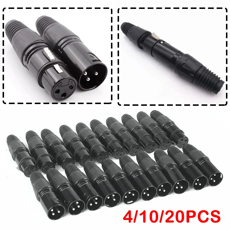 4/10/20 Stück XLR DMX 3-polige Mikrofon-Audiokabel Steckverbinder 3-polige XLR männlich weiblich MIC Snake Plug Kabelanschlüsse Image