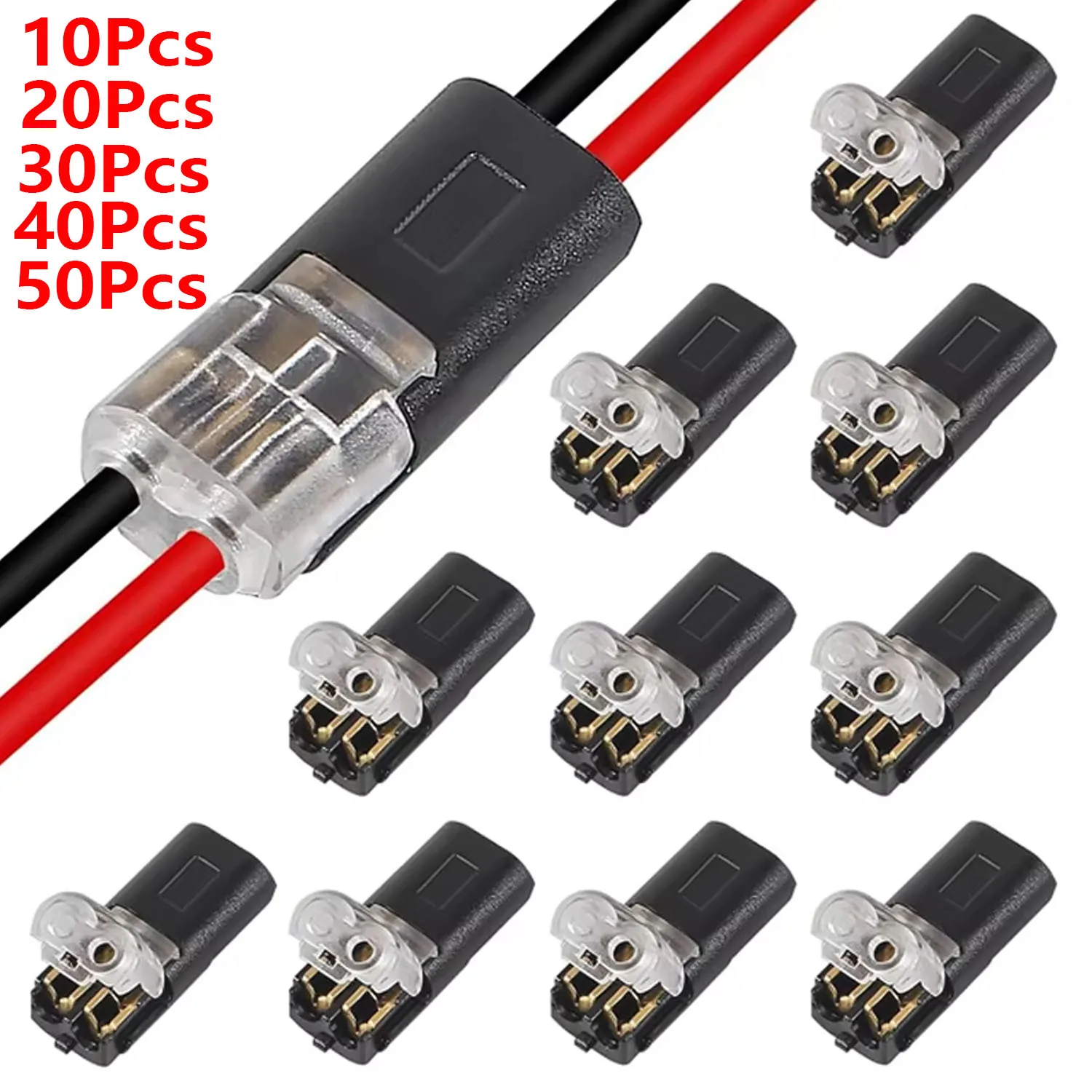 10/20/30/40/50 Stück 2-poliger Stecker für elektrische Steckverbinder, Kfz-Draht, Kabel, Auto-Elektro-Stecker, Streifen-Klemmenanschluss Image