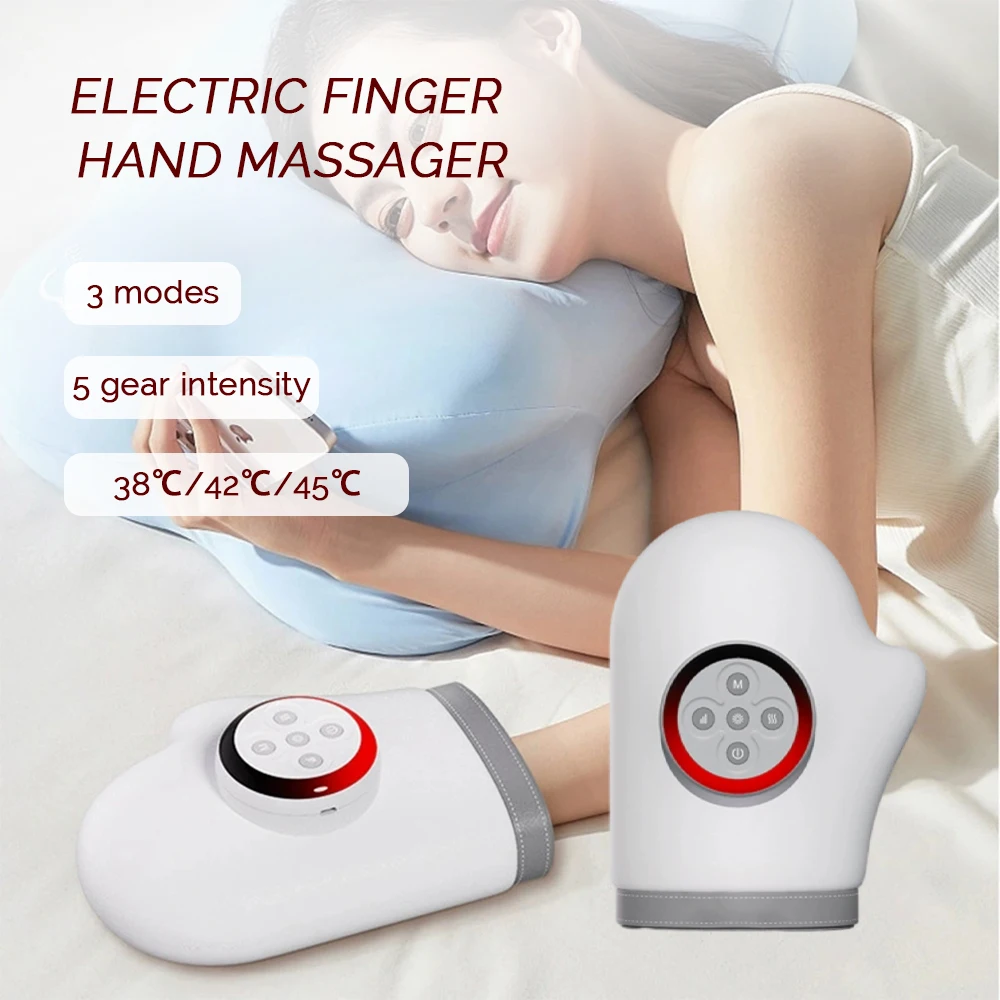 Elektrisches Finger-Handmassagegerät mit Airbag-Kompression, warme Heizung, kabelloses Handschuh-Massagegerät zur Entspannung der Handfläche Image