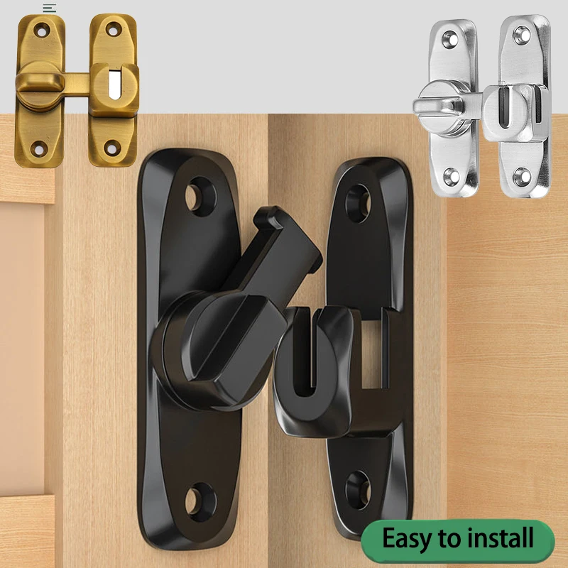 1pc Schiebetür Riegel Home Security Riegel Bolzen Zink-legierung 90 180 Grad Einfach Installieren Schloss Badezimmer Schiebetür bolzen Riegel Image
