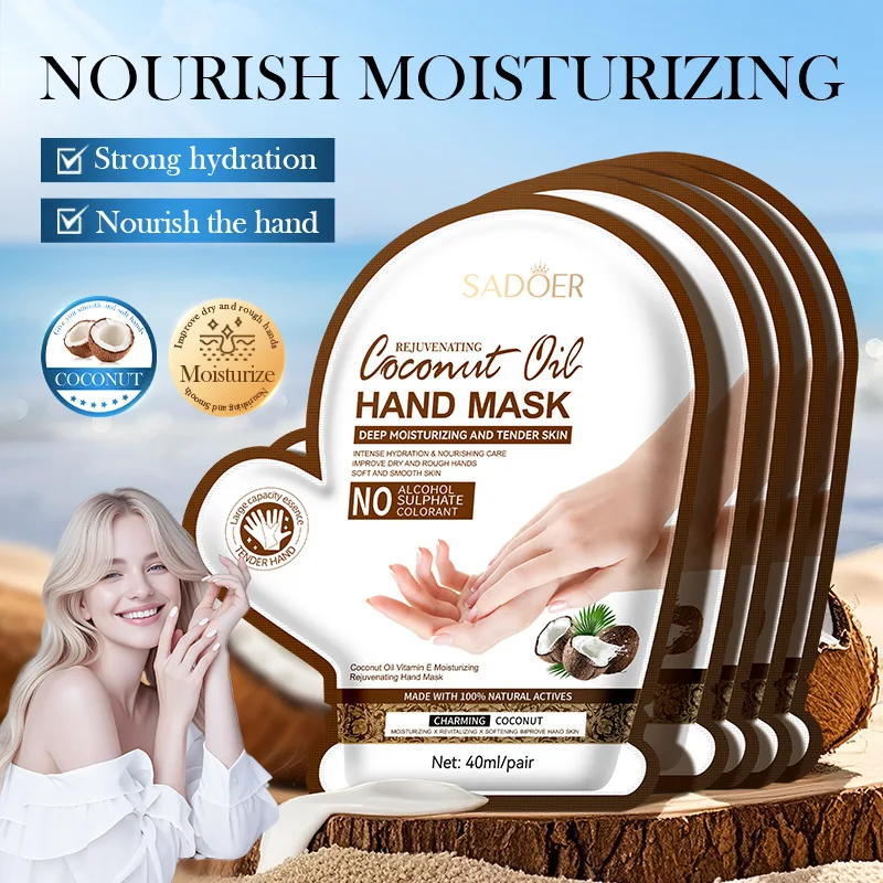 SADOER Coconut Moisturizing Hand Mask Whitening Nourishing Anti-Aging Hydrating Hand Gloves für Hände Hautpflegeprodukte Image