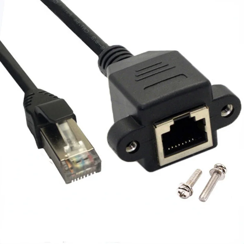 8P8C FTP STP UTP RJ45 Kabel Stecker auf Buchse 100 m/1000 m Geschwindigkeit Cat5 Cat6e Schraube Panel Mount Ethernet LAN Netzwerk Verlängerungskabel Image