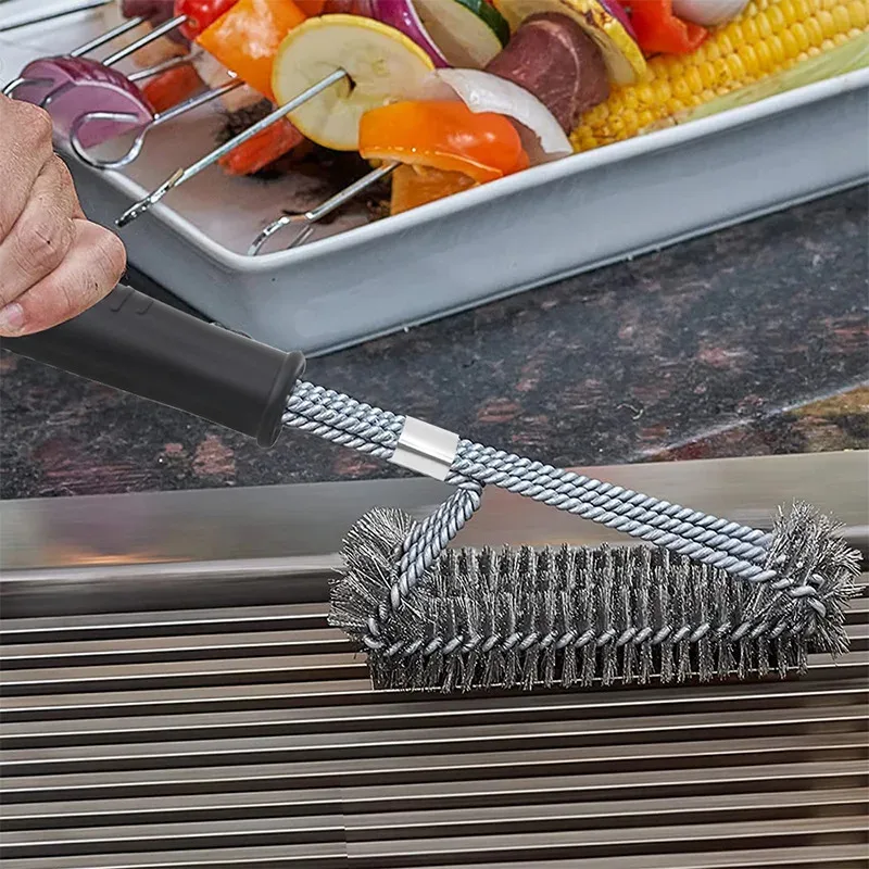 1 stücke Küche Zubehör BBQ Grill Pinsel und Schaber Grill Kit Reinigung Pinsel Edelstahl Werkzeuge Draht Borsten Dreieck Image