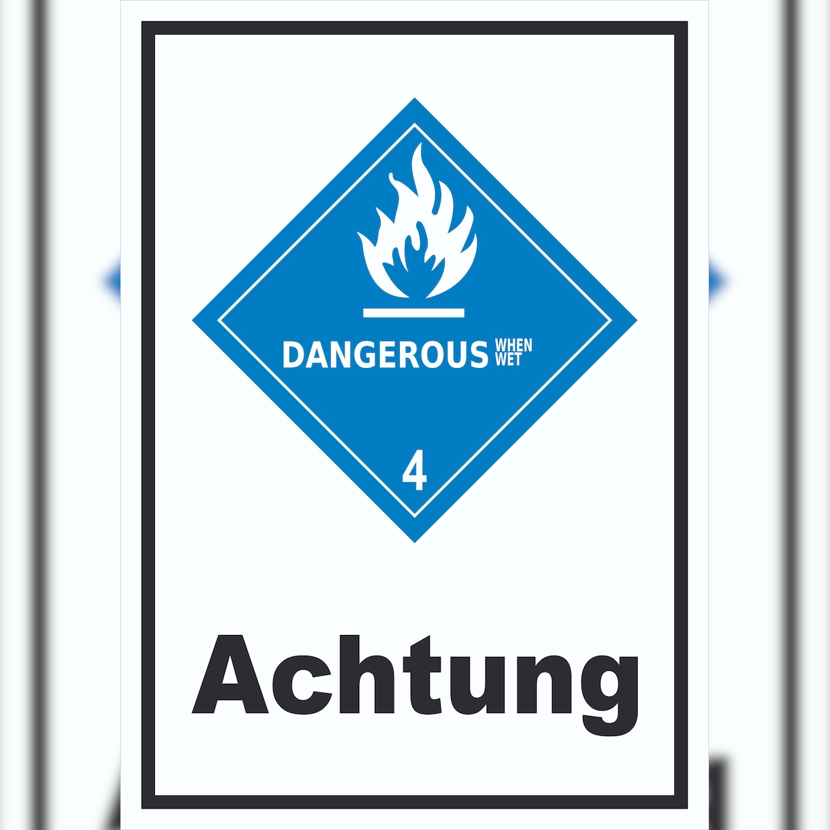 HB-Druck Schild wasserreaktive Stoffe Achtung Dangerous when wet hochkant A5 (148x210mm) Image