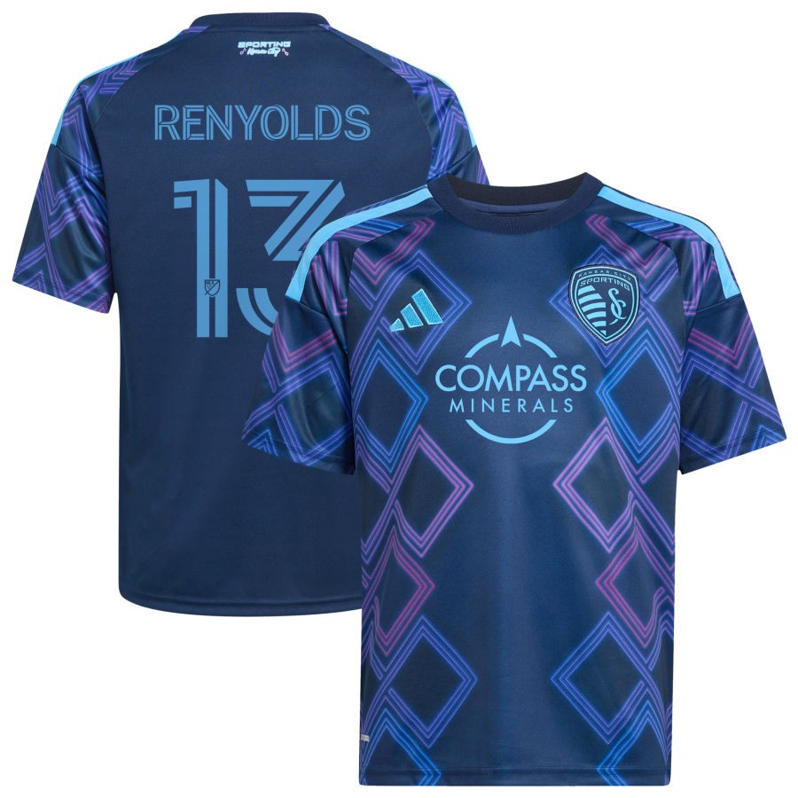 Justin Renyolds Youth adidas Blue Sporting Kansas City 2026 The 18th & Vine Kit Replica Custom Jersey
