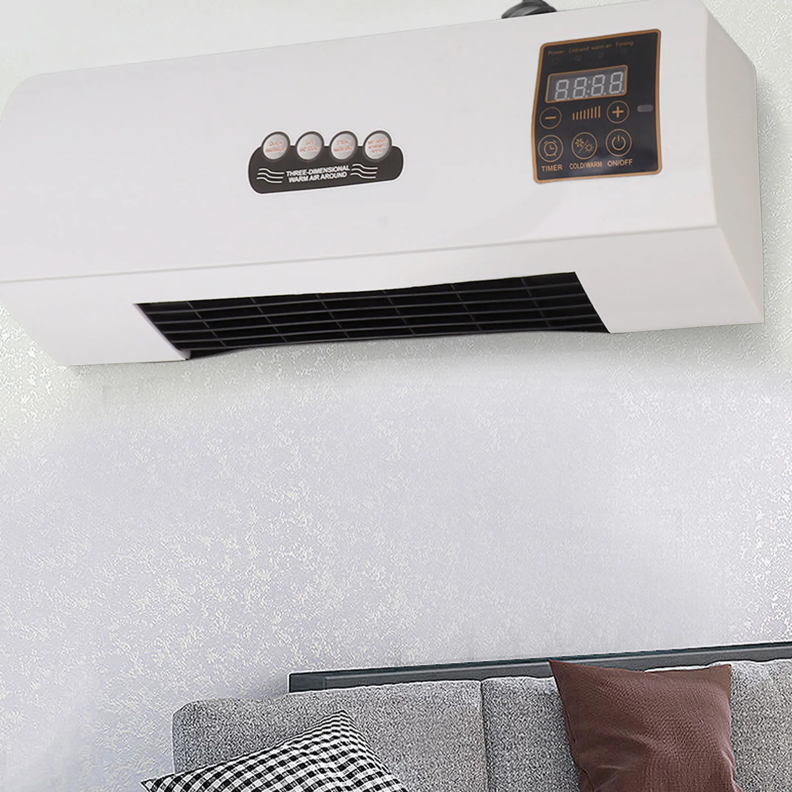 Climatiseur mural avec ventilateur chaud, télécommande 10m, 1800W, pour chambre à coucher, mini climatiseur chauffant