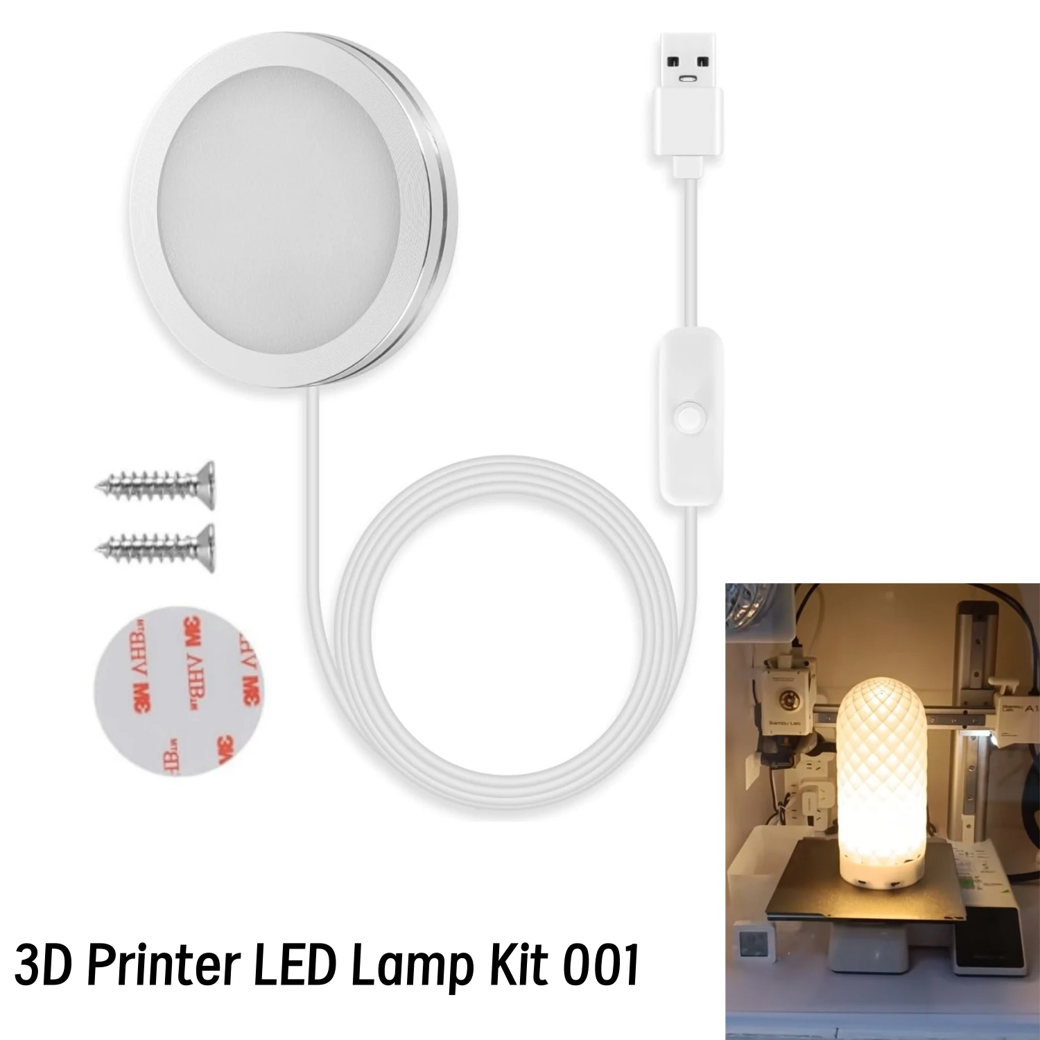 3D-Drucker-LED-Lampe für Bambulab A1/A1 Mini, P1P/P1S, X1/X1C/X1E 3D-Drucker Makerworld MH001 Kreatives Modell LED-warmes Licht Image