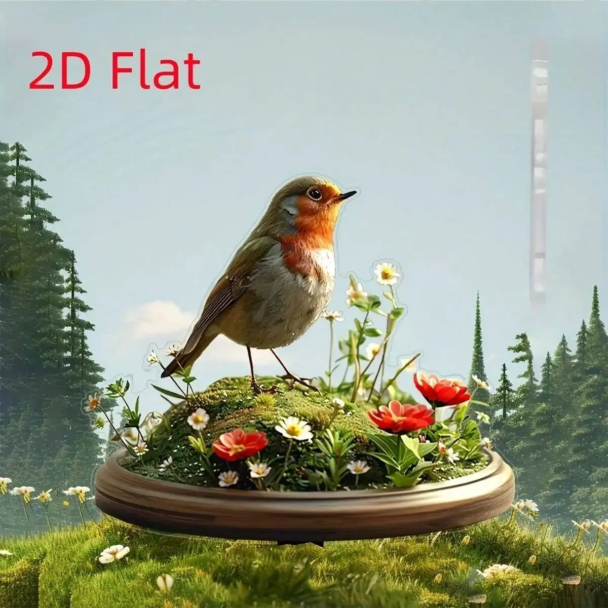 1 Stück 2D Flacher Rotkehlchen-Vogel - Acryl Außendekoration, Geeignet für Blumentopf-Dekoration und Terrassen-Dekoration Image