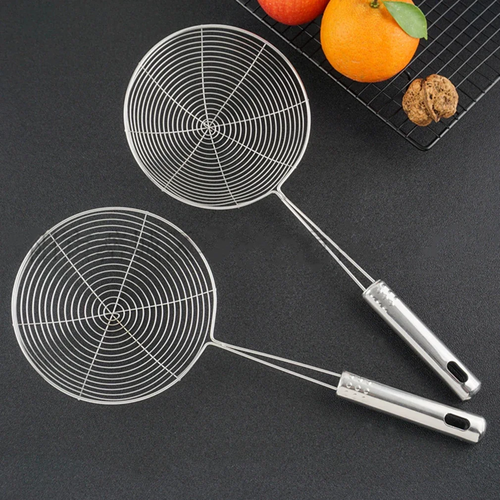 Edelstahl-Skimmer, solide Spinnensieb, Schöpfkelle, Küchenutensilien aus Edelstahl, Werkzeug für Pommes Frites, Fisch, Bratutensilien