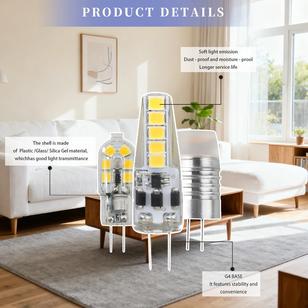 10PCS G4 12V COB LED 3W Perle Ersatz Halogen 20W Birne 3000K 4000K 6000K Licht Kristall Anhänger Licht Ersatz Lichtquelle Image