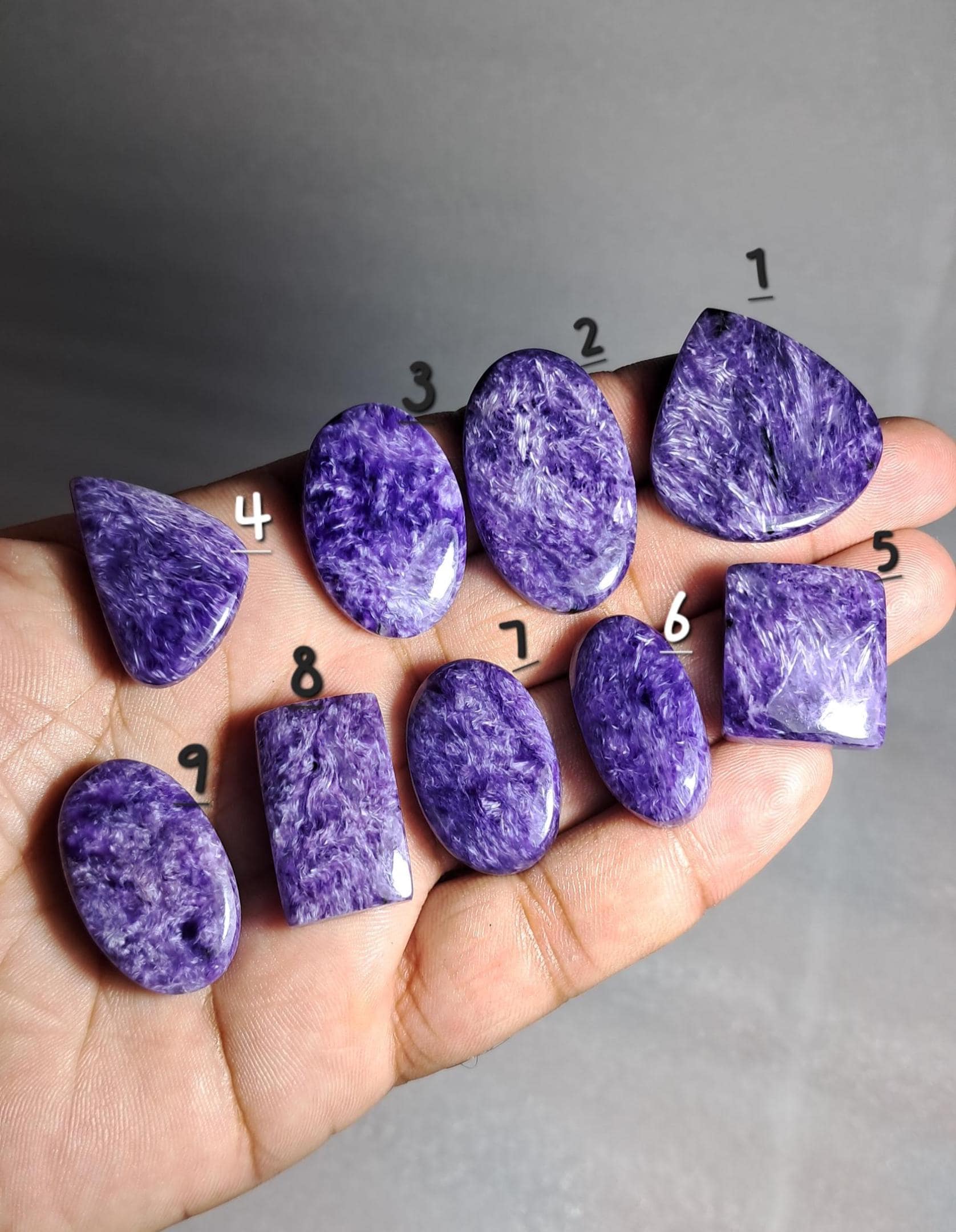 Cabochon di Charoite viola naturale di qualità A, gioielli in Charoite, pietra preziosa sfusa in Charoite, anello in Charoite