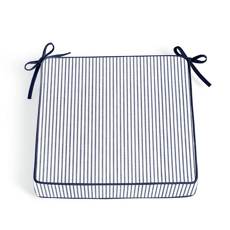 21" X 19" Replacement Seat Cushion - Piped, Piped/Ticking Stripe Neptune - Grandin Road