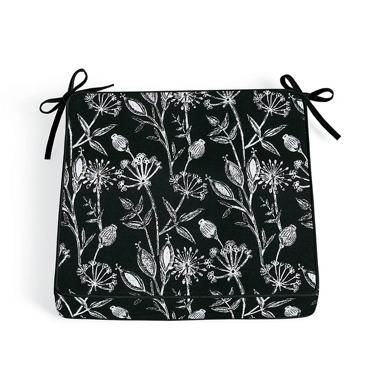 17" X 17" Replacement Seat Cushion - Piped, Piped/Poppy Garden Black - Grandin Road