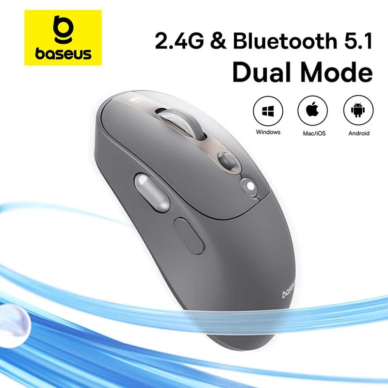 Baseus Rechargeable Bluetooth Wireless Mouse With Digital Display And Dual Scroll Wheels, Silent Ergonomic Design green