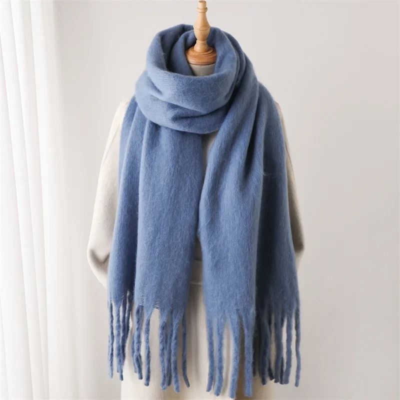 Cashmere Pashmina Winter Scarf For Women With Tassel Wrap red