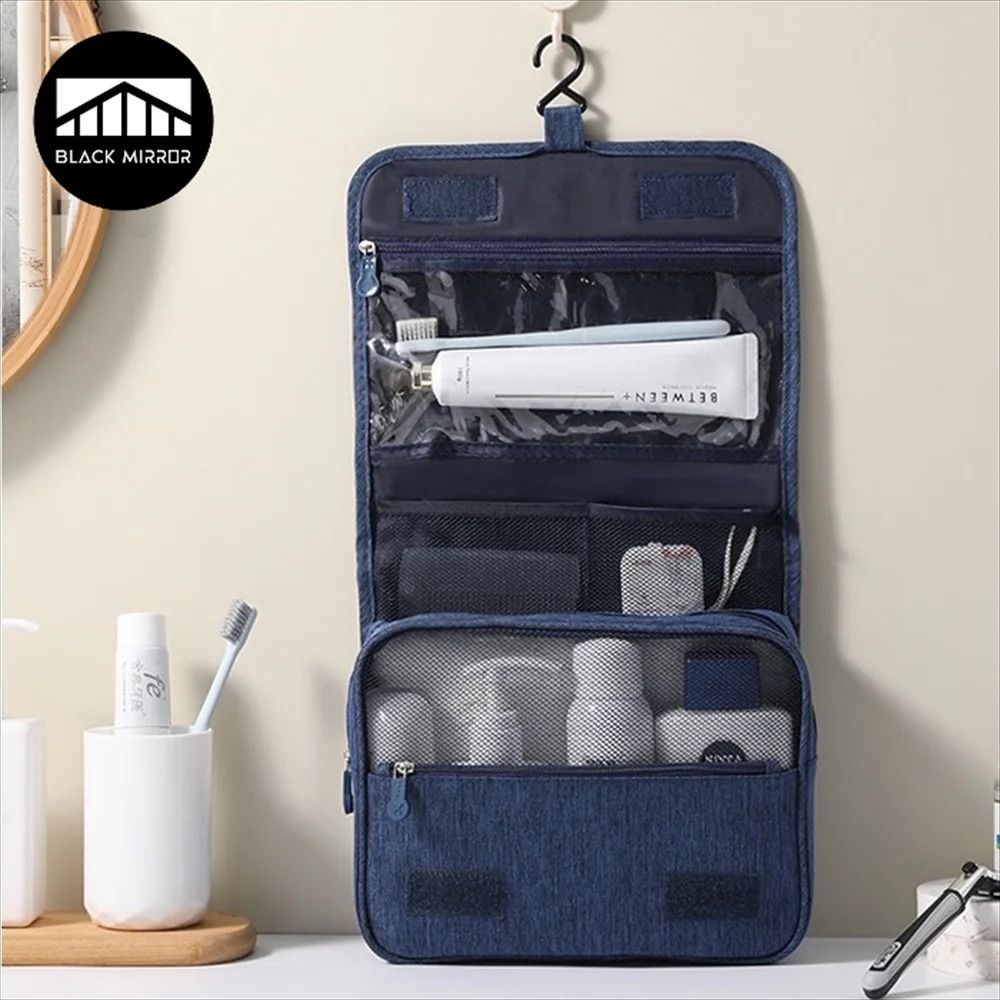 Waterproof Hanging Toiletry Bag Large Capacity Travel Makeup Organizer blue