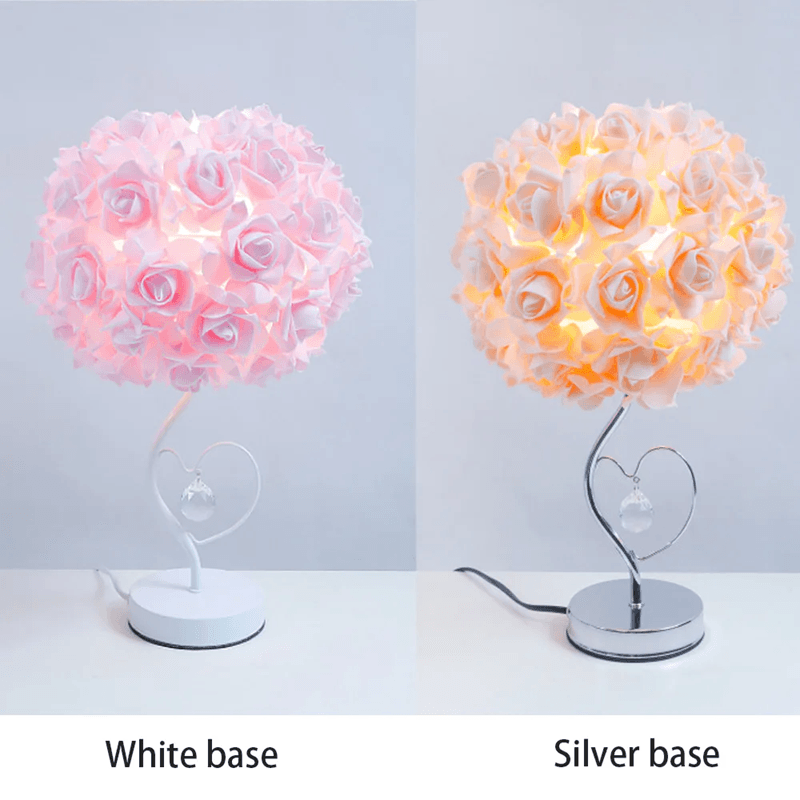 Pastoral Rose Crystal Table Lamp Romantic Heart Bedside Night Light 3 uk