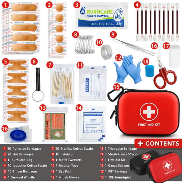Multi Purpose Portable First Aid Kit Emergency Medical Bag For Outdoor, Home, Travel And EDC black Full Set
