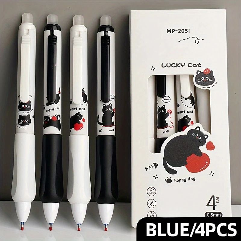 4 Pack Cute Cat Erasable Gel Pen Set 0.5mm Precision Blue Ink For Effortless Writing & Editing 4 Pack Cute Cat Erasable Gel Pen Set 0.5mm Precision Blue Ink For Effortless Writing & Editing