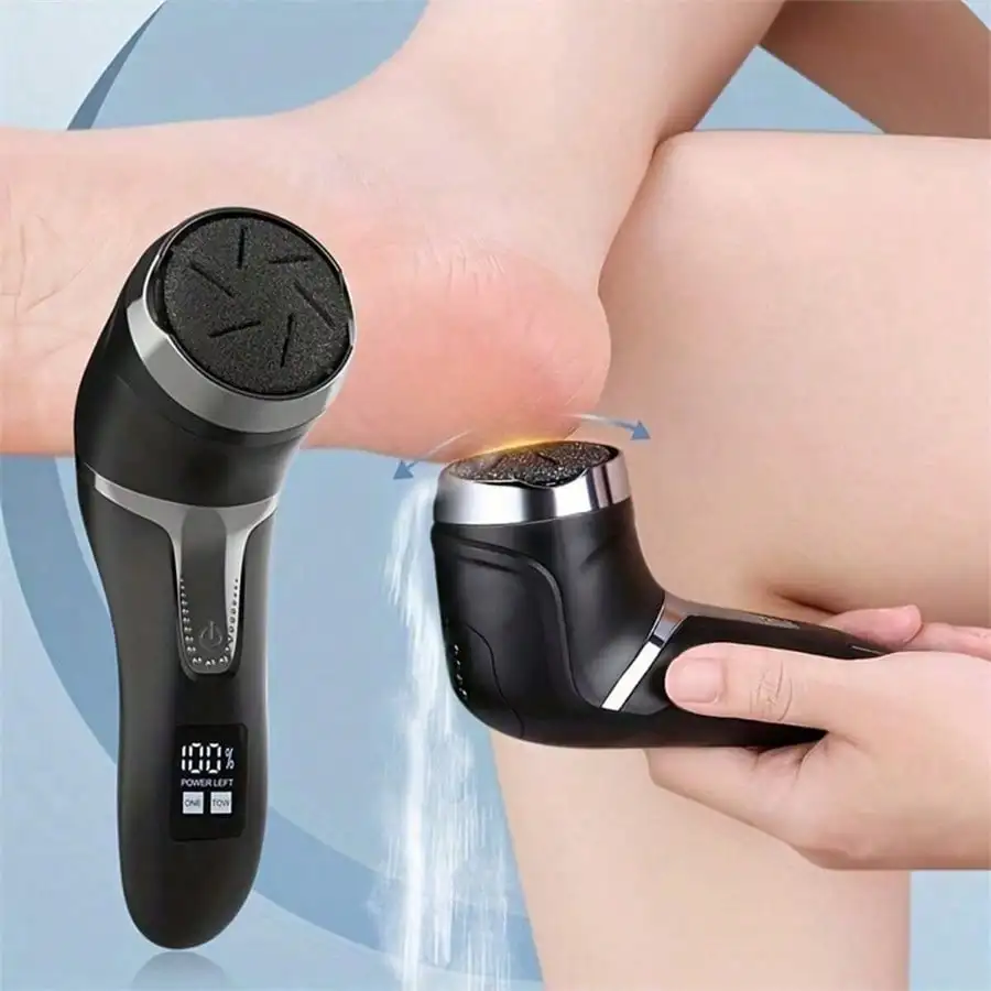 USB Charging Electric Foot Pedicure Device, LCD Display, Callus Remover, Dust Collector For Smooth Feet light Grey