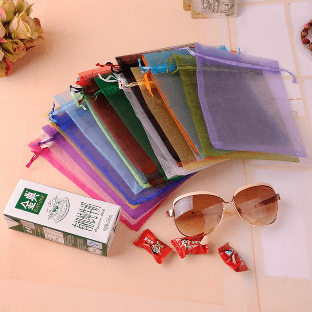 50 Piece Organza Gift Bags Sheer Jewelry And Party Favor Pouches 15