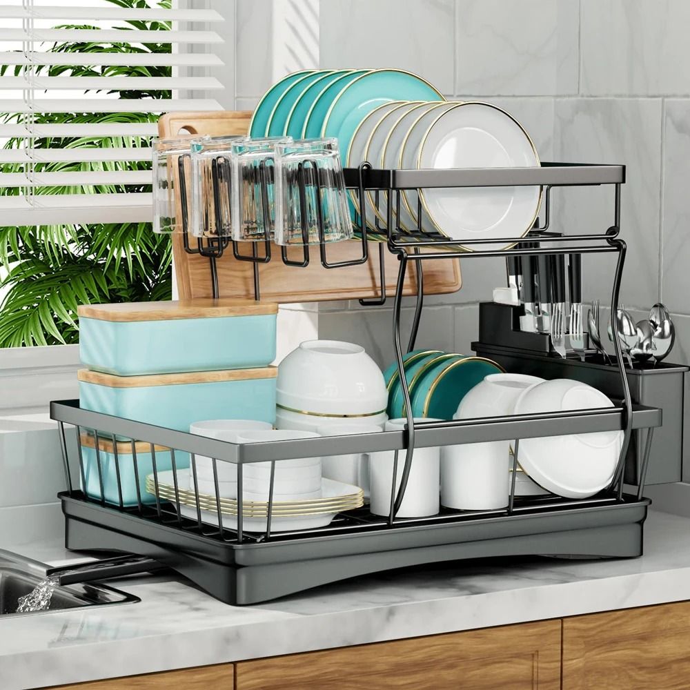 Large 2 Tier Kitchen Dish Drying Rack Large 2 Tier Kitchen Dish Drying Rack