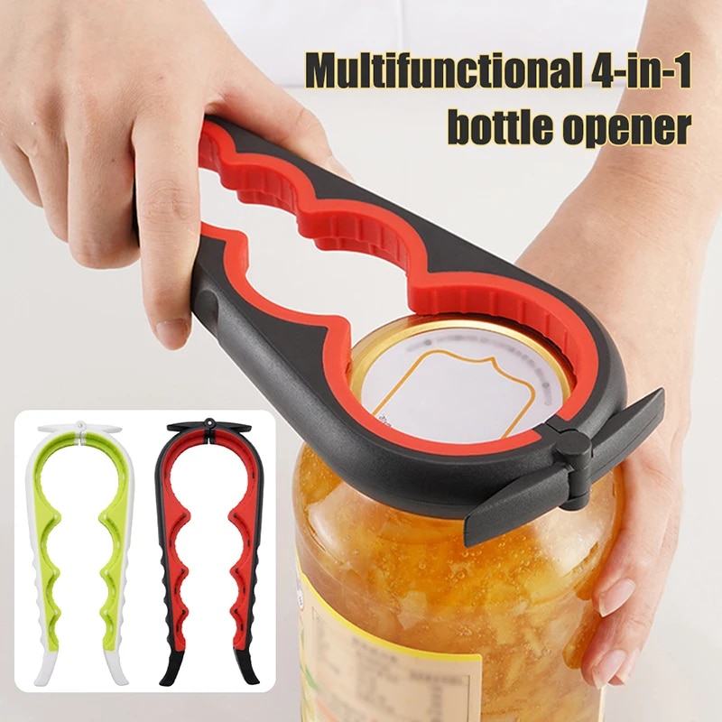 Multifunctional Can & Bottle Opener With Anti Slip Grip green