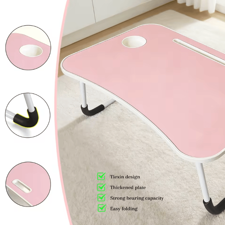 Foldable Small Wireless Charging Laptop Table Portable Bed Desk black