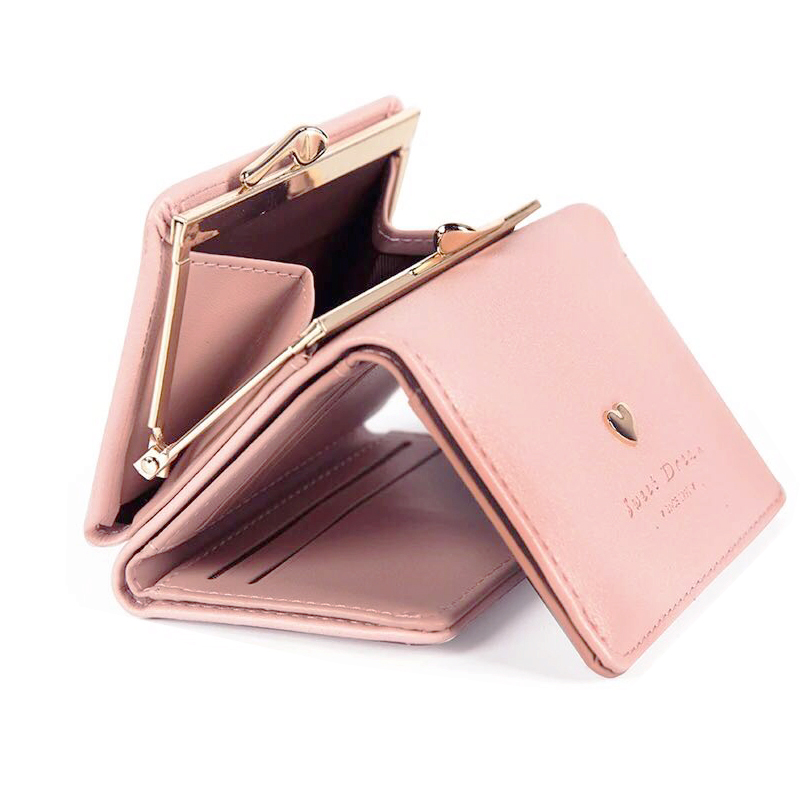Cute Animal Folding Mini Wallet Short Korean Style Purse For Students Metal And Fresh Design purple