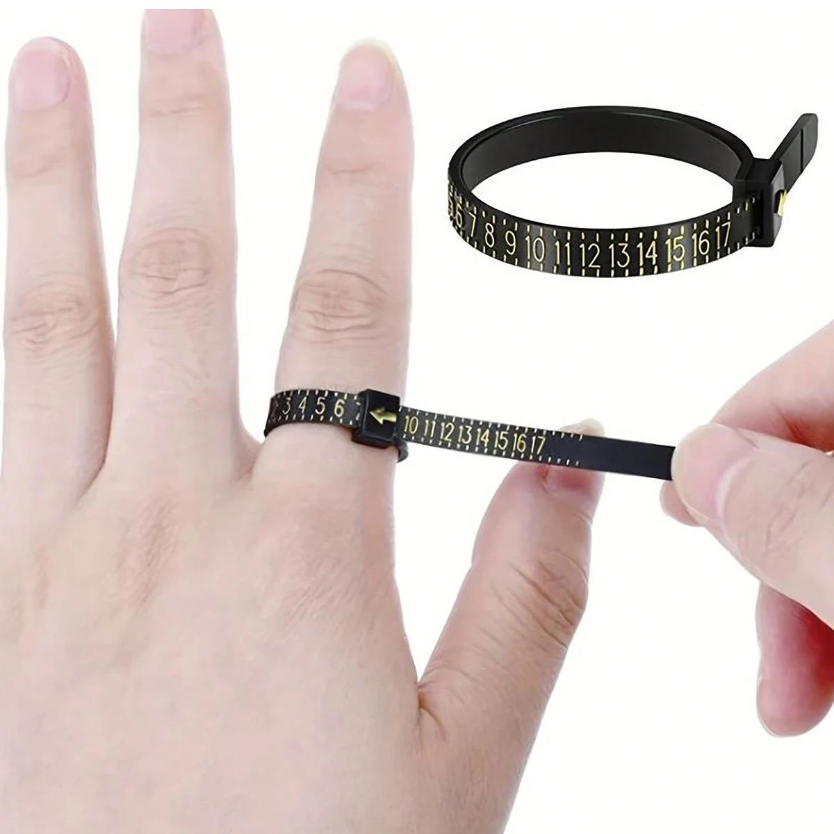 Adjustable Ring Size Measuring Tool Professional Finger Sizing Instrument For Men & Women black