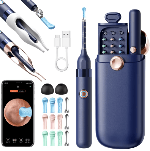 Upgraded Smart Visual Ear Wax Cleaner With 800W HD Camera And Storage Case blue