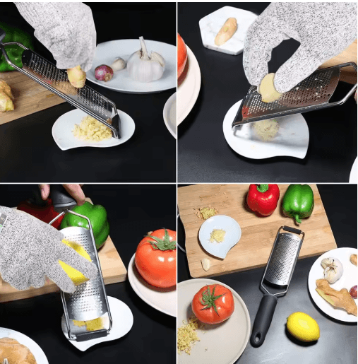 LMETJMA Stainless Steel Lemon Zester & Citrus Cheese Grater Handheld Kitchen Zester For Garlic, Ginger & Chocolate black A