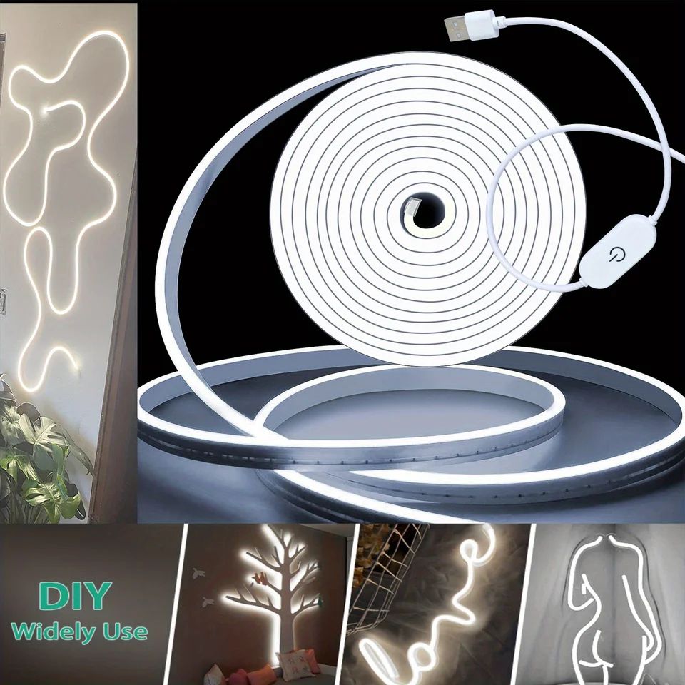 Smart Touch Neon LED Light Strip Dimmable Waterproof LED Rope Light For Custom Decor warm White 5m